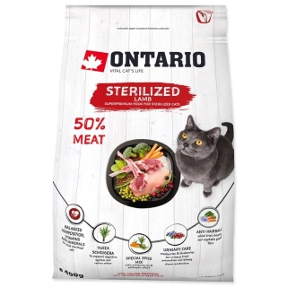 Ontario Cat Sterilised Lamb 0,4kg - karma sucha dla kota /jagnięcina/