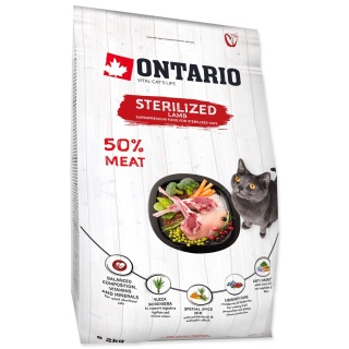 Ontario Cat Sterilised Lamb 2kg - karma sucha dla kota /jagnięcina/