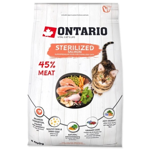 Ontario Cat Sterilised Salmon 0,4kg - karma sucha dla kota /łosoś/