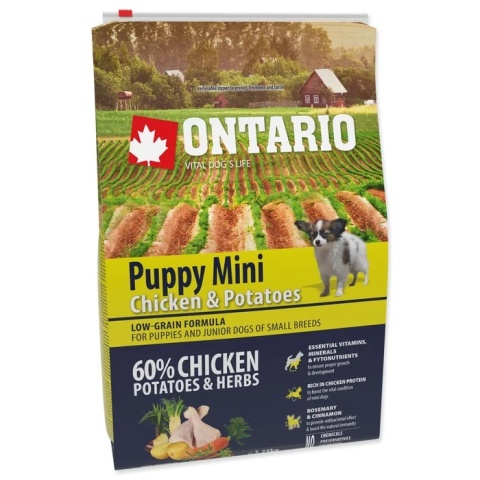 Ontario Puppy Mini karma sucha dla szczeniąt 2,25kg /kurczak, ziemniaki, zioła/