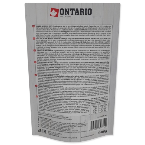 Ontario tuńczyk i łosoś w rosole 80g /saszetka/